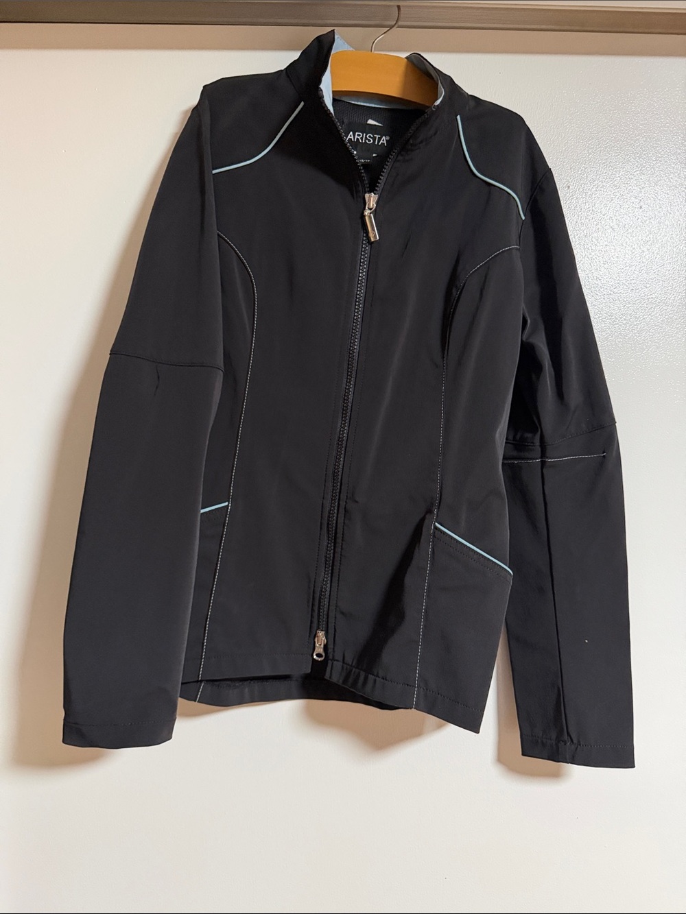 Artists Black Lightweight Zip-Front Jacket with Contrast Piping